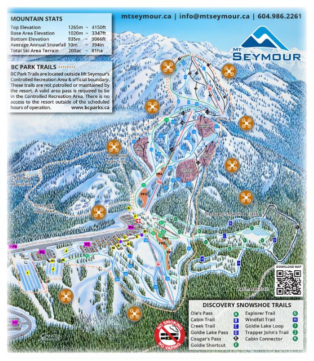 Mt Seymour Resort (마운트 시모어 리조트) 스키장 슬로프 및 전경