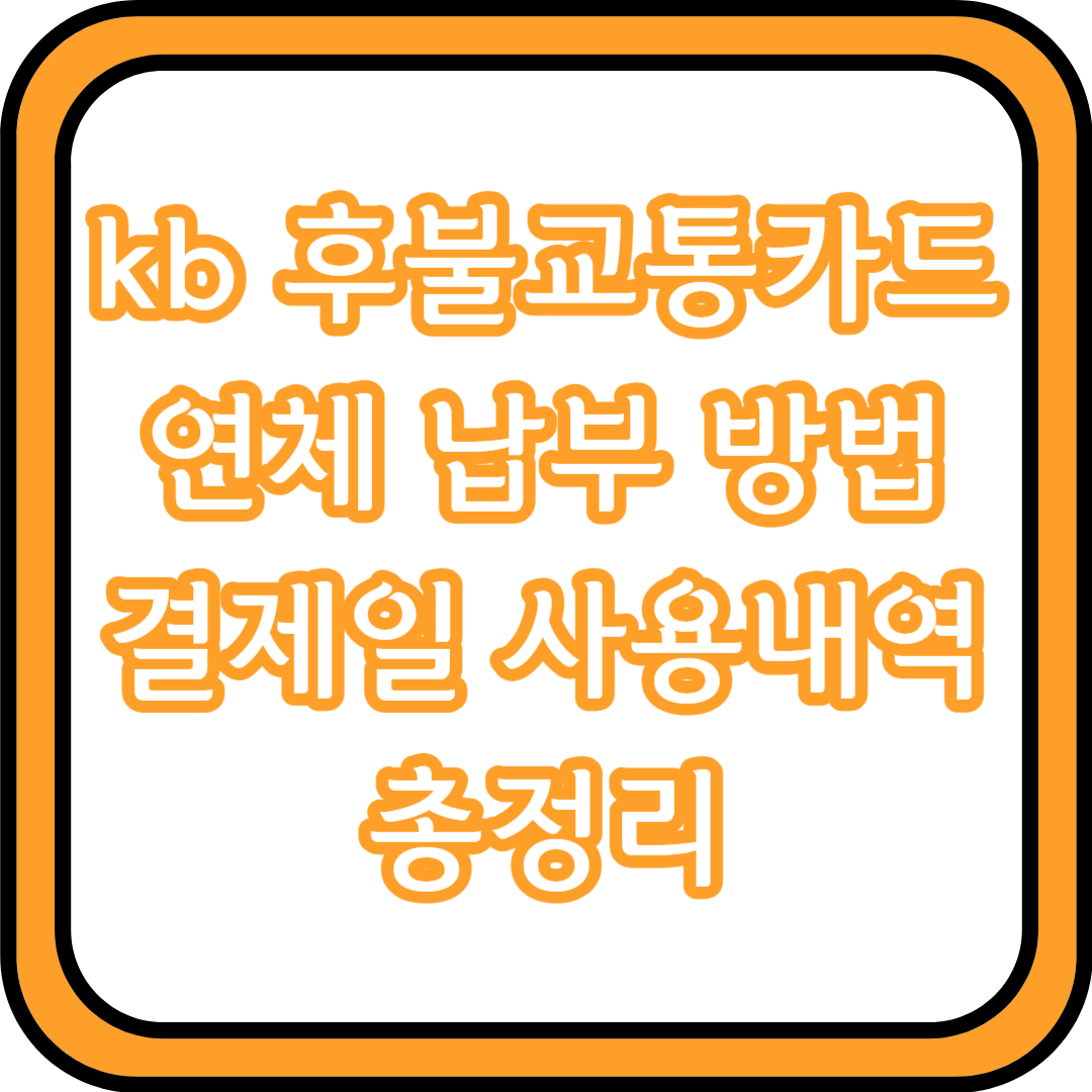  kb 후불교통카드 연체 납부 방법 결제일 사용내역 총정리