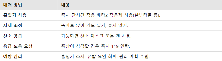 천식 환자를 위한 응급 대처 방법 요점 정리