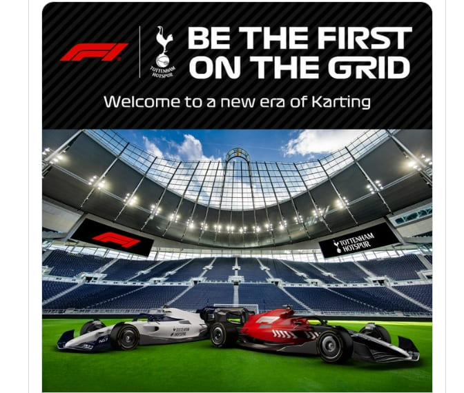 토트넘 홋스퍼, 세계 최초 축구경기장 내 전기카트 트랙설치...F1 레이스 가능해져 VIDEO: Tottenham to build world's first in-stadium karting track