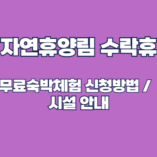 서울 최초 자연휴양림 ‘수락 휴’ 무료 숙박 체험 신청 방법 및 시설안내