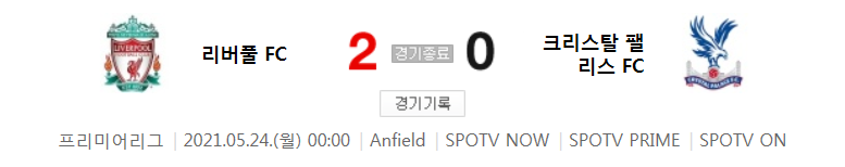  해외축구 - 리버풀 VS 크리스탈 팰리스 2020 / 2021 프리미어리그 38라운드 하이라이트 (2021년 5월 24일)