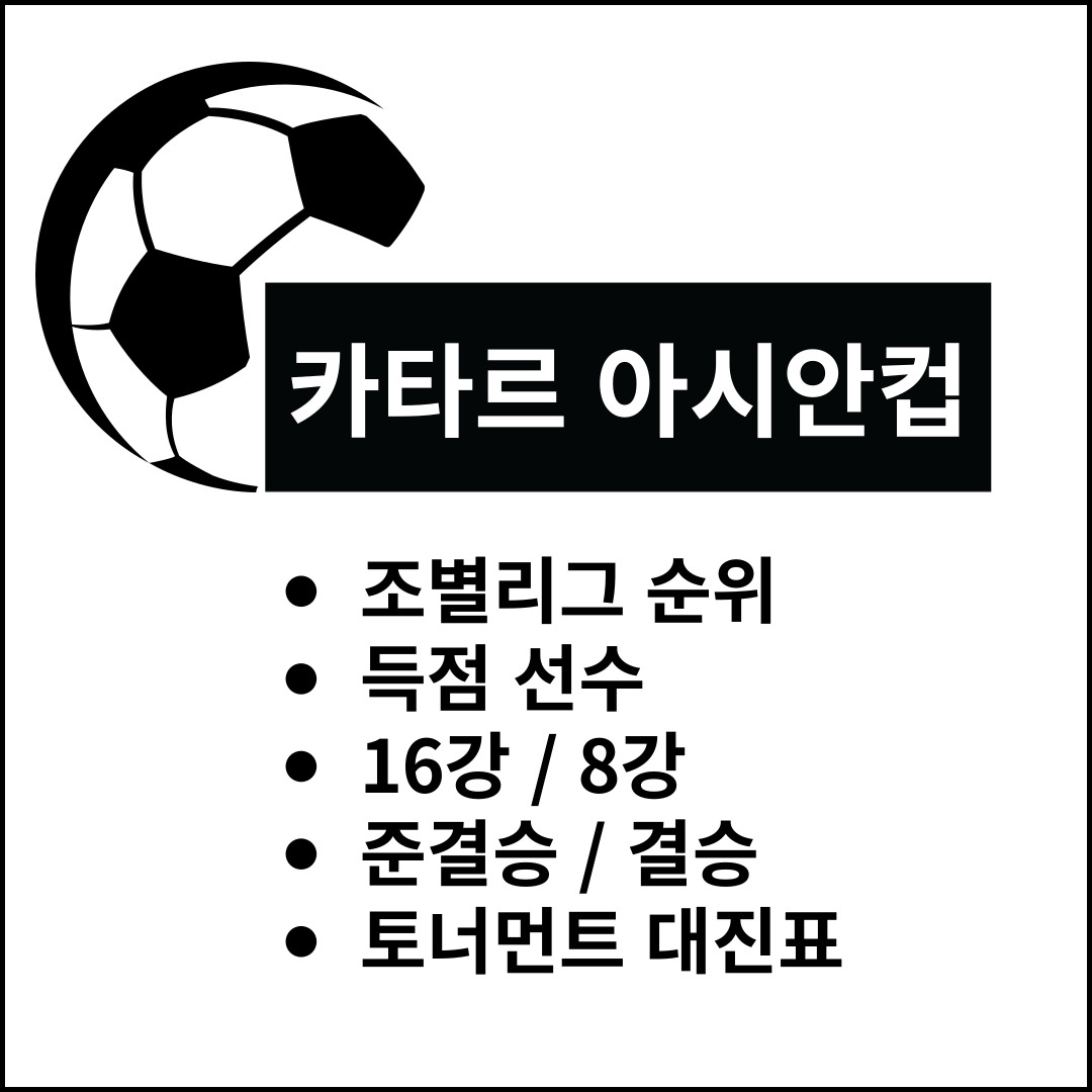 카타르아시안컵-조별순위-16강-8강-준결승-결승-토너먼트대진표-경기일정