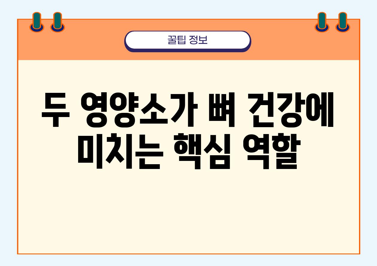 두 영양소가 뼈 건강에 미치는 핵심 역할