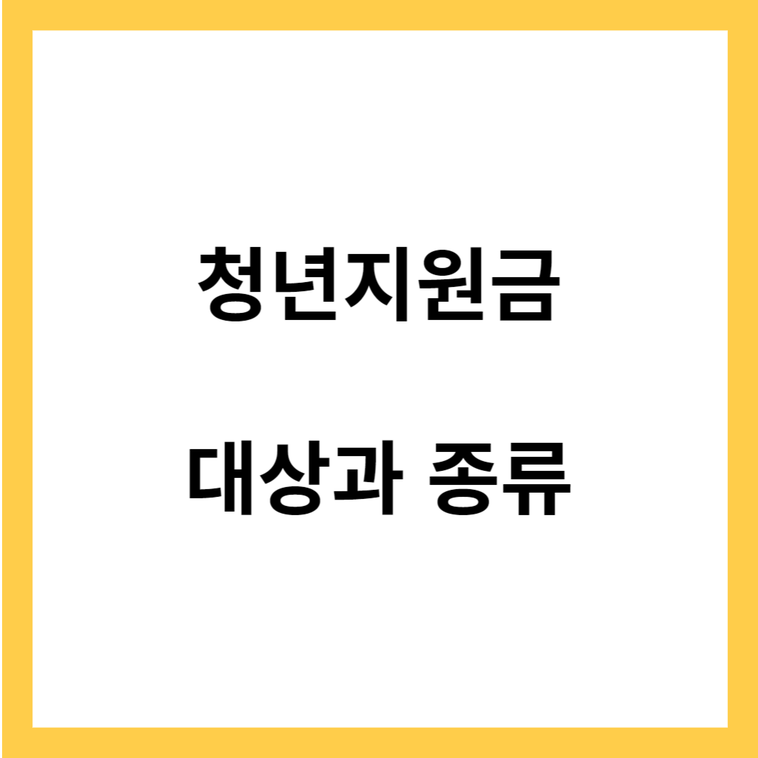 청년지원금- 대상과 종류