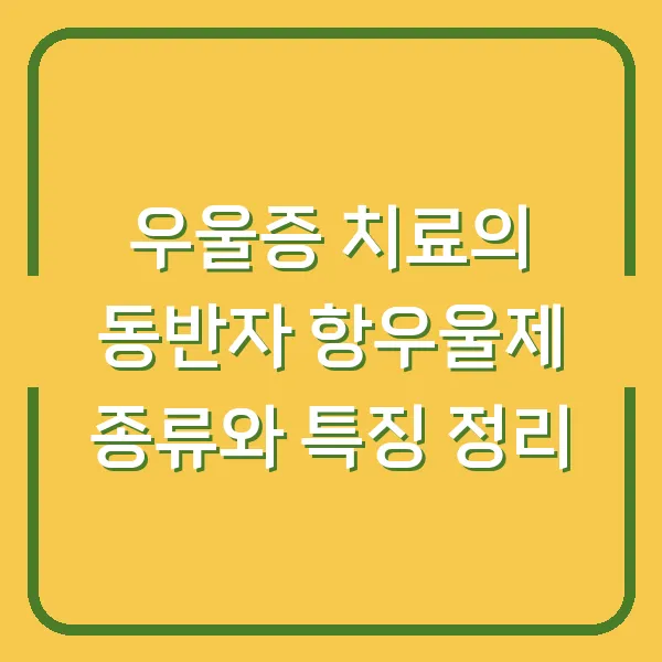 우울증 치료의 동반자 항우울제 종류와 특징 정리