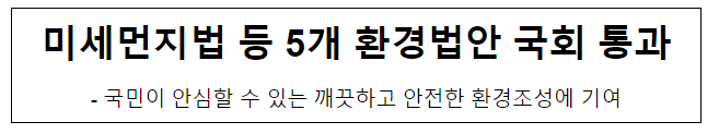  미세먼지법 등 5개 환경법안 국회 통과