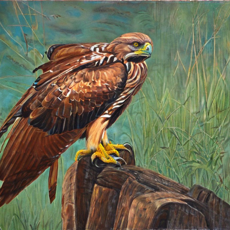 Painting of a hunting hawk