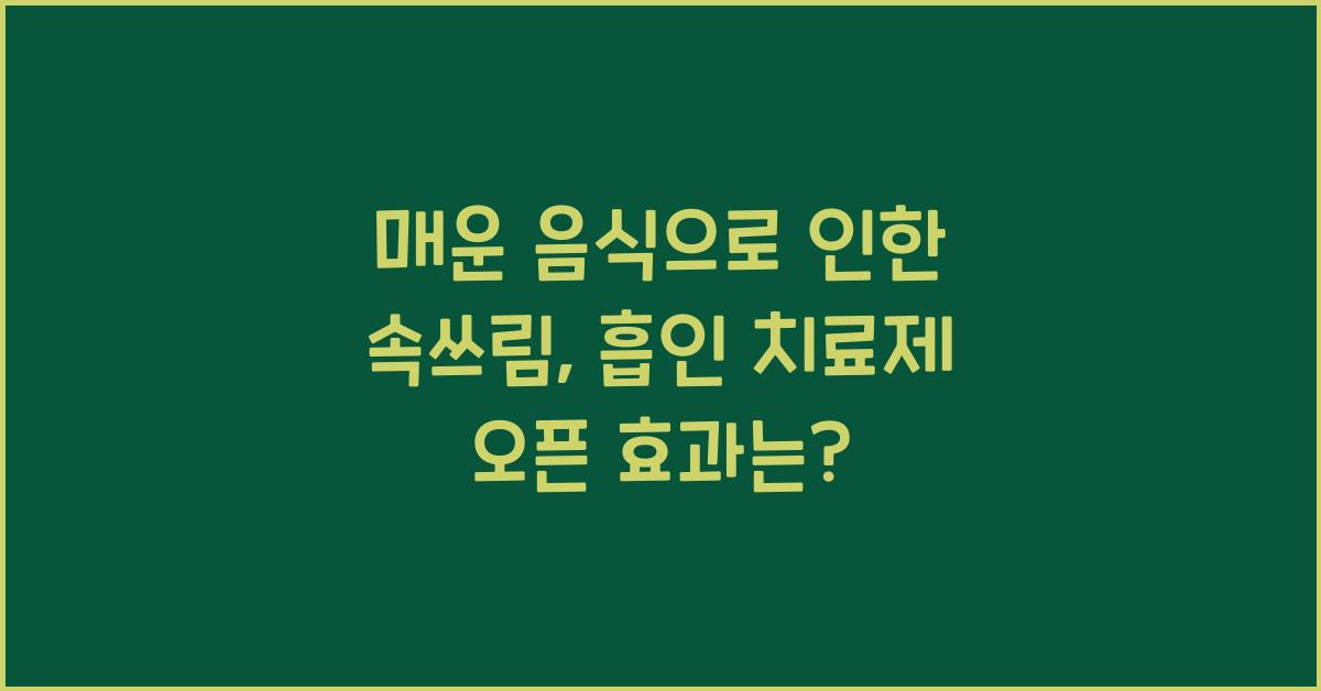매운 음식으로 인한 속쓰림, 흡인 치료제 오픈!  
