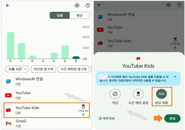 앱선택-항상 허용을 탭한 다음 완료를 탭합니다.