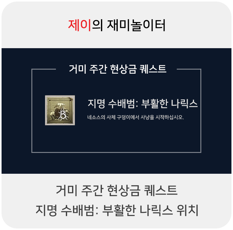  거미 주간 현상금 - 지명 수배범: 부활한 나릭스 위치