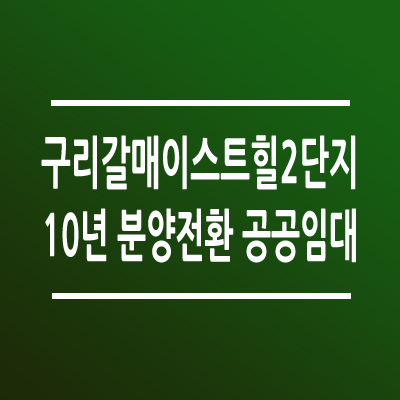 구리갈매 이스트힐 아파트 10년 공공임대주택 공급