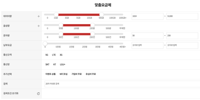 알뜰폰 맞춤요금제 상세설명