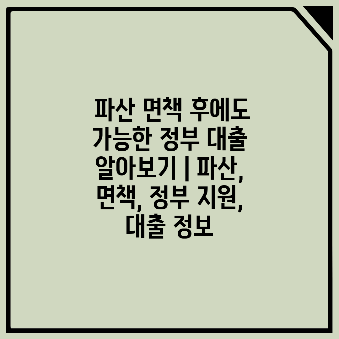  파산 면책 후에도 가능한 정부 대출 알아보기  파산,