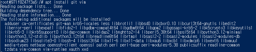 $ apt install git vim