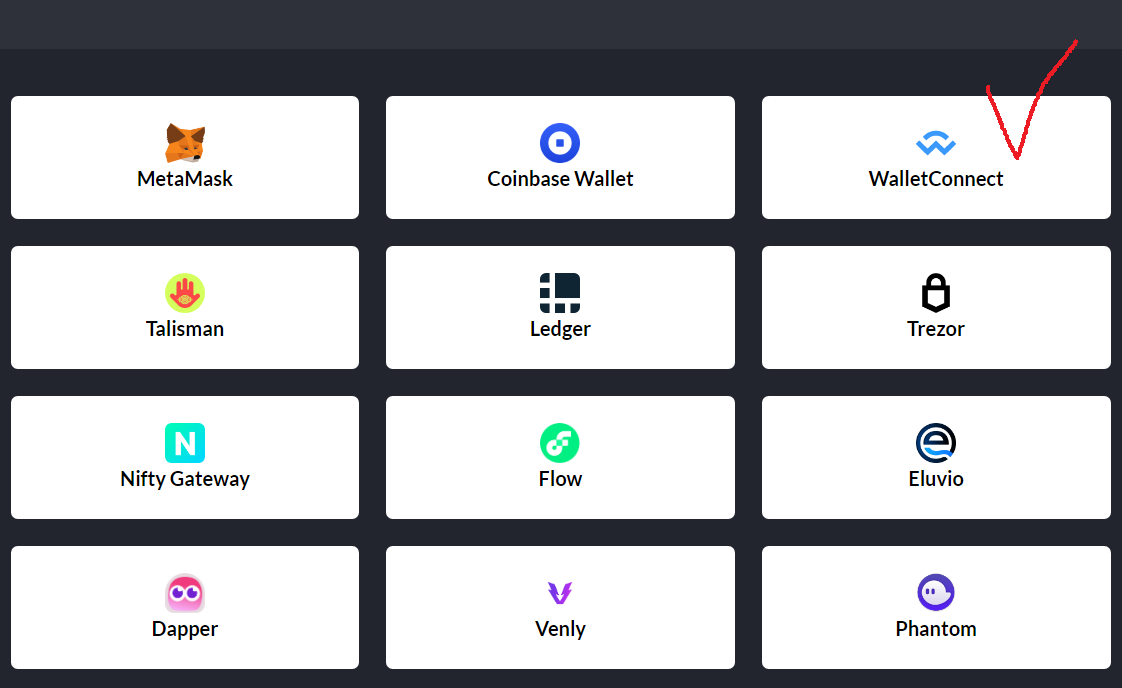 wallet connect 클릭하기