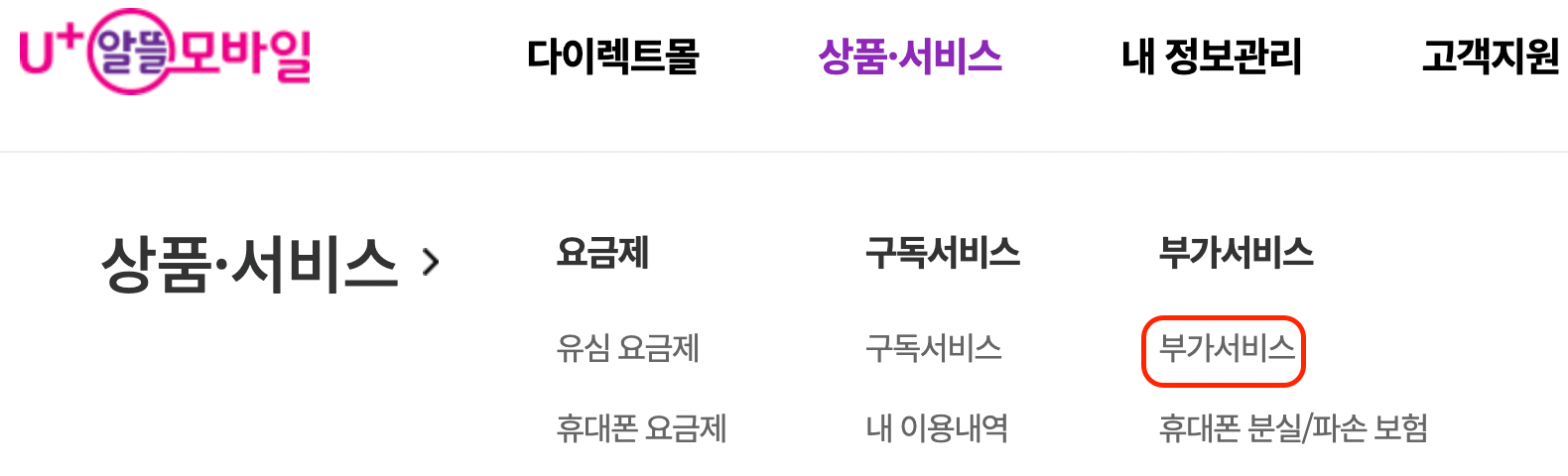 U+알뜰모바일-부가서비스-가입-신청-위치