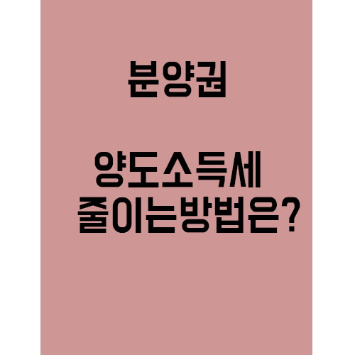  아파트 분양권, 양도소득세 절감 방법은?
