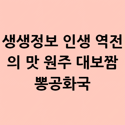  생생정보 인생 역전의 맛 원주 대보짬뽕공화국 문어짬뽕 짬뽕전골 백년 단골의 선택 위치 주소 가격