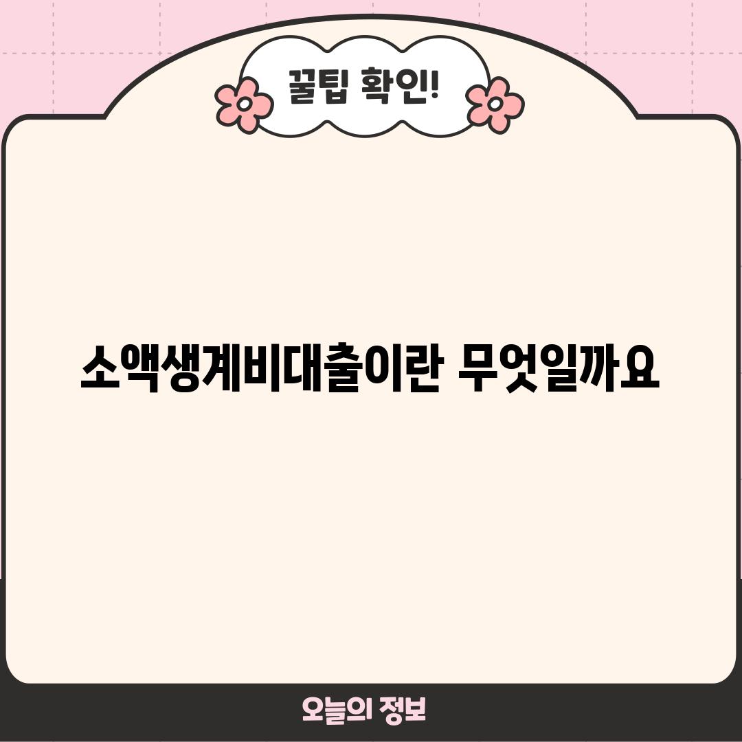 소액생계비대출이란 무엇일까요?