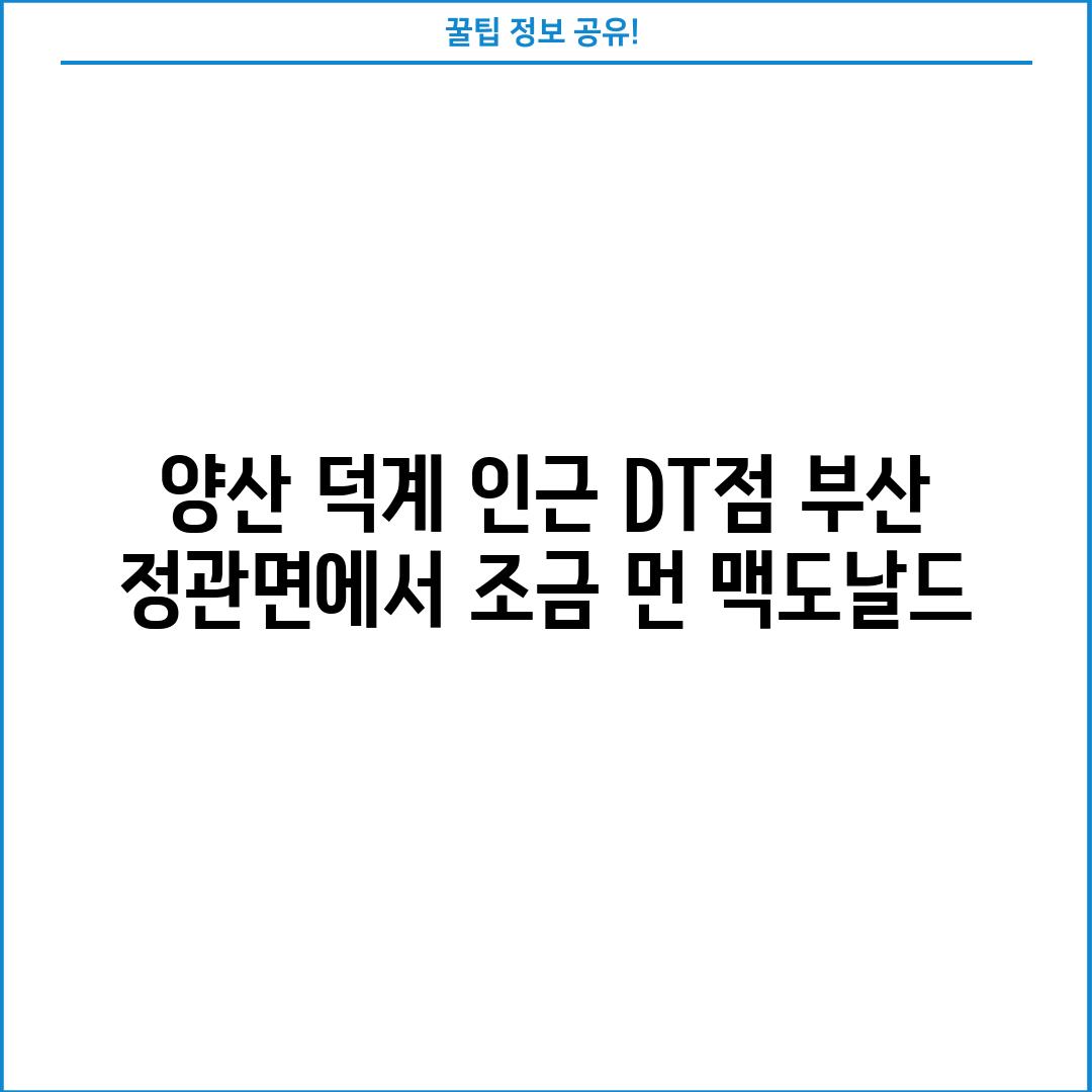 양산 덕계 인근 DT점: 부산 정관면에서 조금 먼 맥도날드