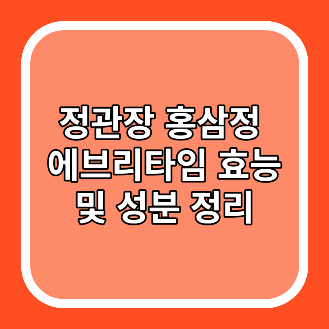 정관장 홍삼정 에브리타임 효능 및 성분 정리