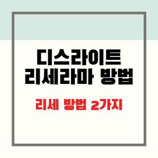 디스라이트 리세 방법 2가지