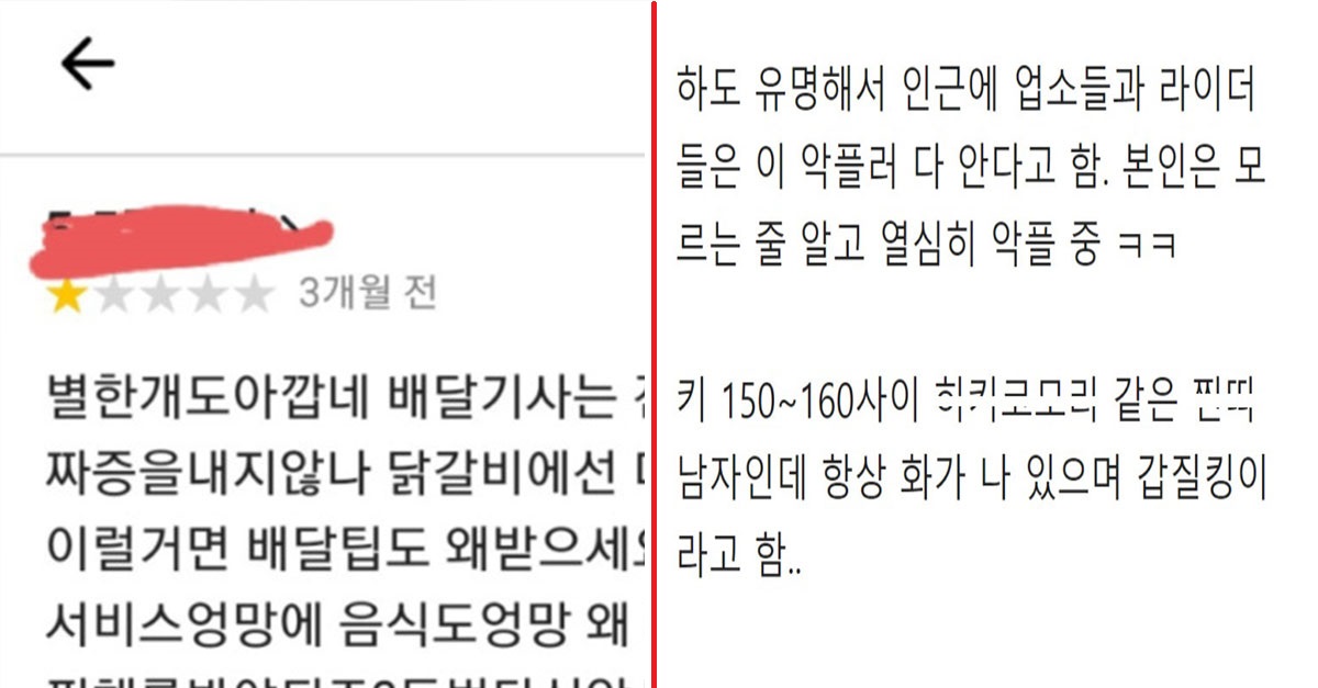  어느 지역에서 유명한 배민 악플러 수준 ㄷㄷ