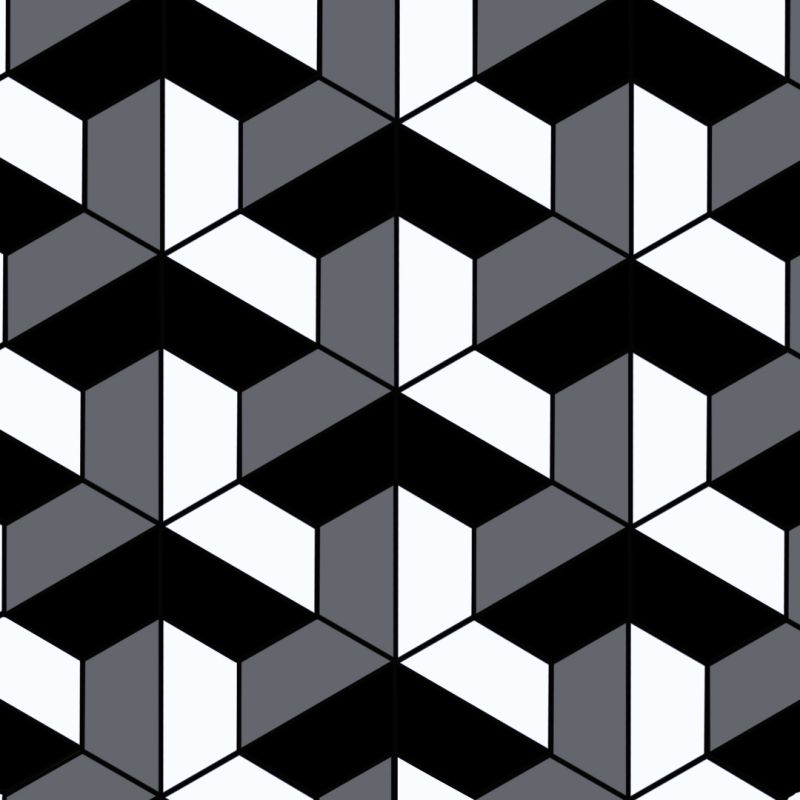 백색 회색 검정 타일로만드는 입체적 패턴