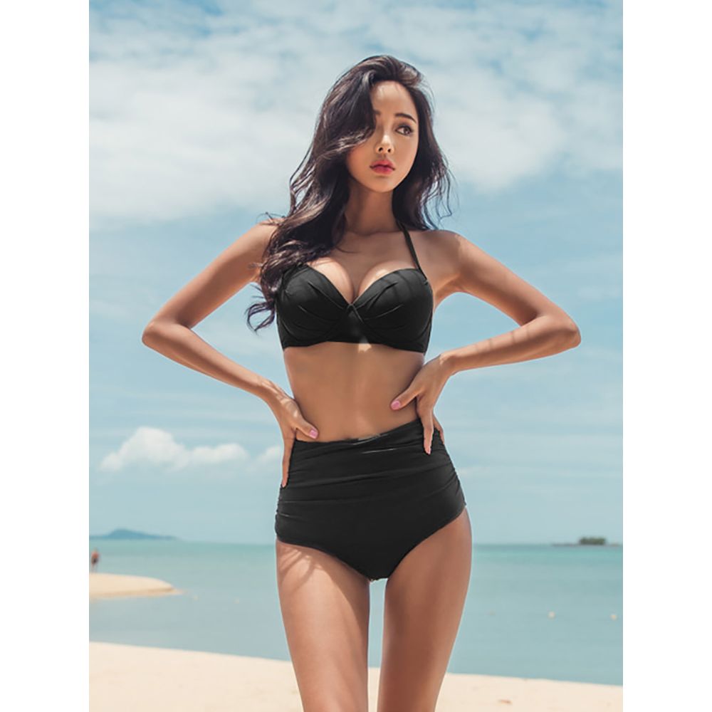 하이웨스트수영복 실내 비키니 홀터넥