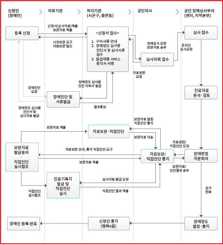 장애진단 및 장애정도 심사 절차