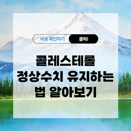 콜레스테롤 정상수치 유지하는 법 알아보기