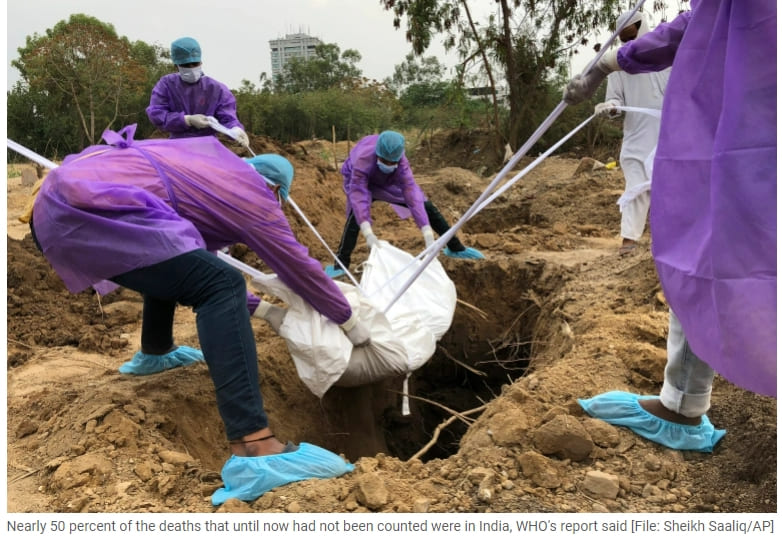  WHO, 전세계 COVID-19 사망자 수 1,500만 명...공식 보고보다 3배나  더 많아 VIDEO: WHO puts global COVID-19 death toll at nearly 15 million New report by UN health agency says coronavirus pandemic killed nearly three times more people t..