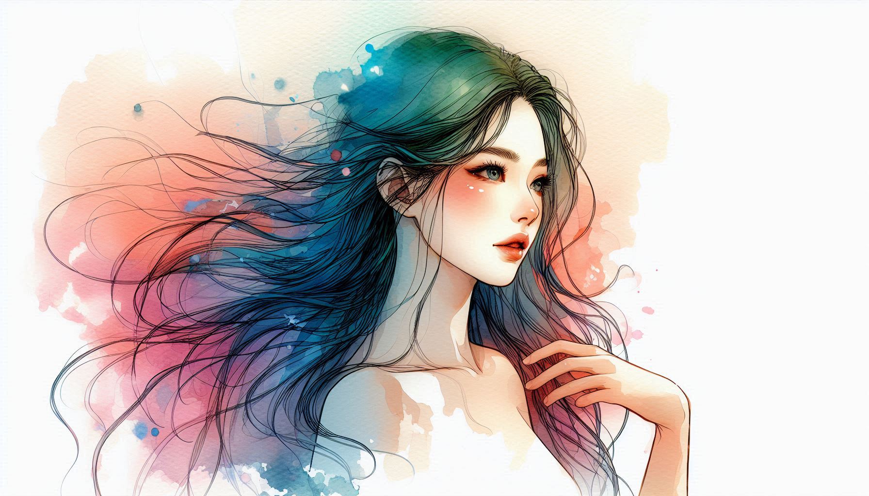 AI image_Prismatic Waves : A Watercolor Portrait_26