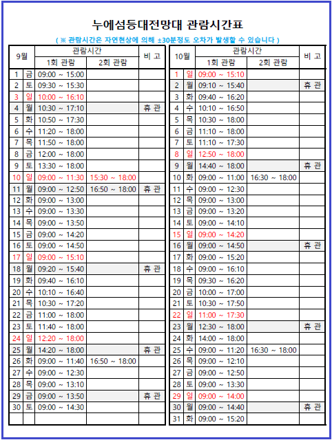 탄도항-9월-10월-물때