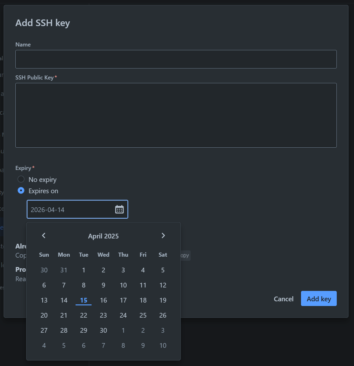 Bitbucket - SSH 키의 만료 날짜 설정