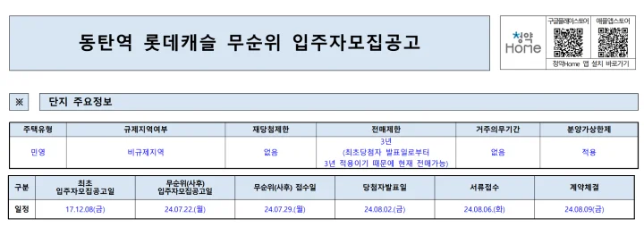 무순위 동탄역 롯데캐슬 청약