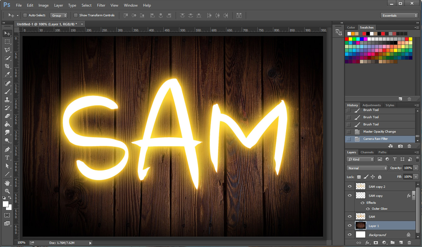 포토샵 네온 사인 효과 배우기