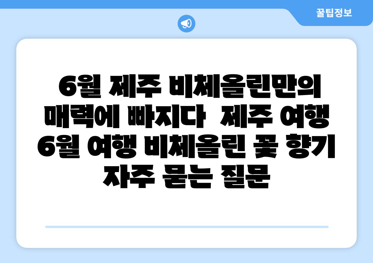 6월 제주 비체올린만의 매력에 빠지다 제주 여행 6월 여행 비체올린 꽃 향기 자주 묻는 질문