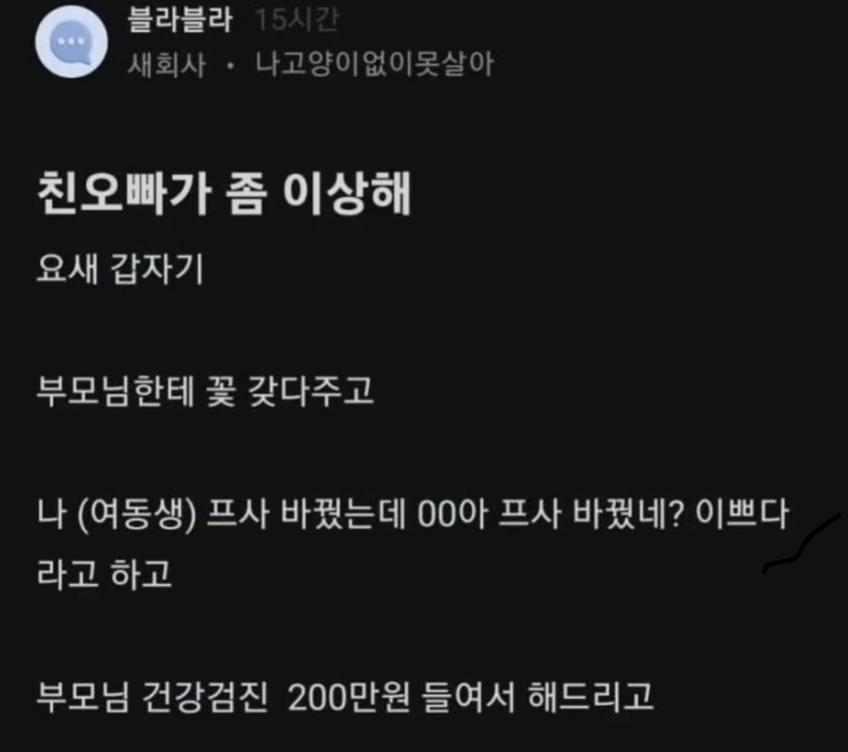 친오빠가 요새 이상하다는 블라녀