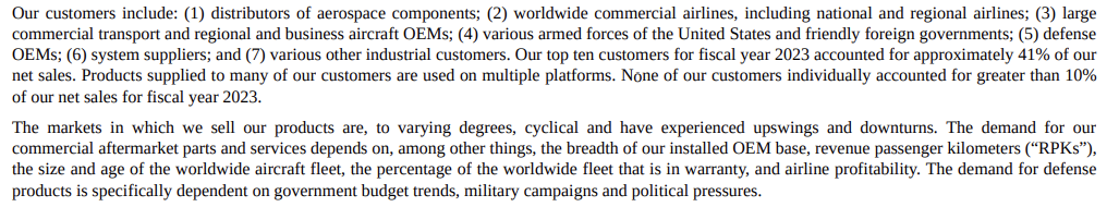 항공비즈니스회사 Transdigm 기업알아보기&#44; Transdigm 2023년 annual report