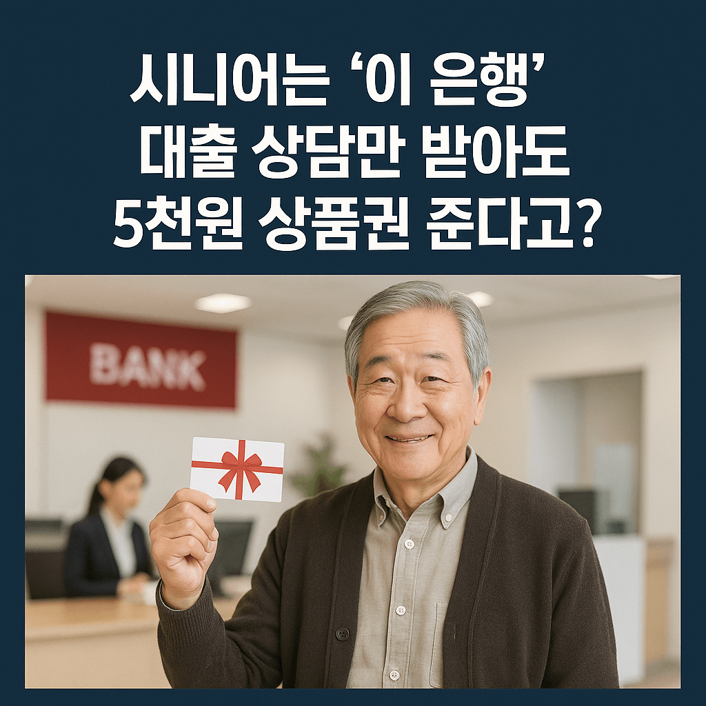 50대이상 시니어 대출 상담 혜택 : 상담만 받아도 상품권 지급