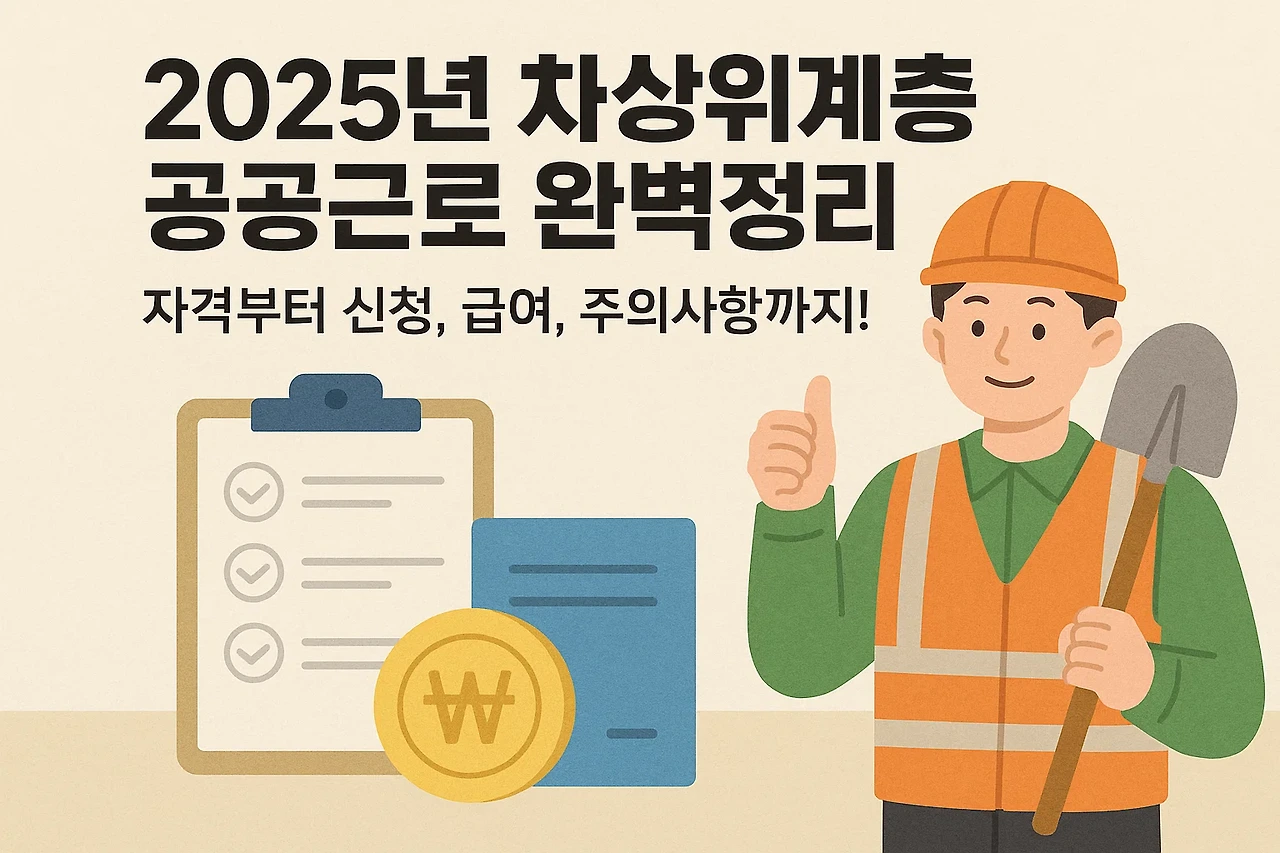 2025 차상위계층 공공근로 신청자격, 급여, 근무조건, 신청방법