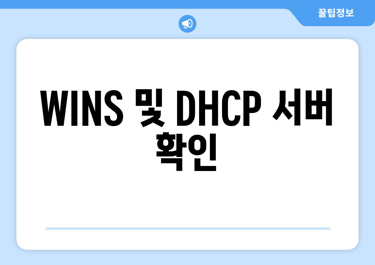 WINS 및 DHCP 서버 확인