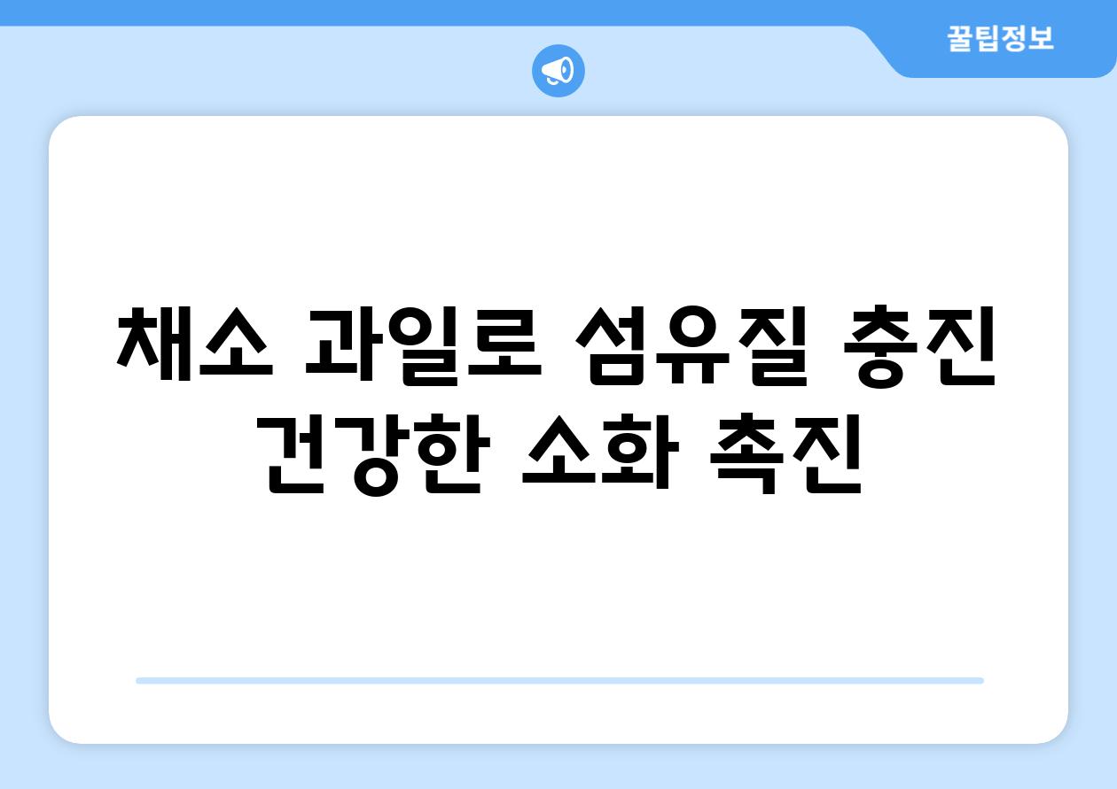 채소 과일로 섬유질 충진, 건강한 소화 촉진