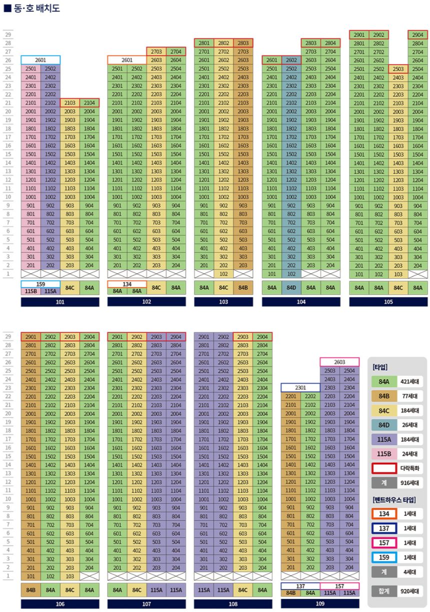 더샵 광양라크포엠 동호배치도