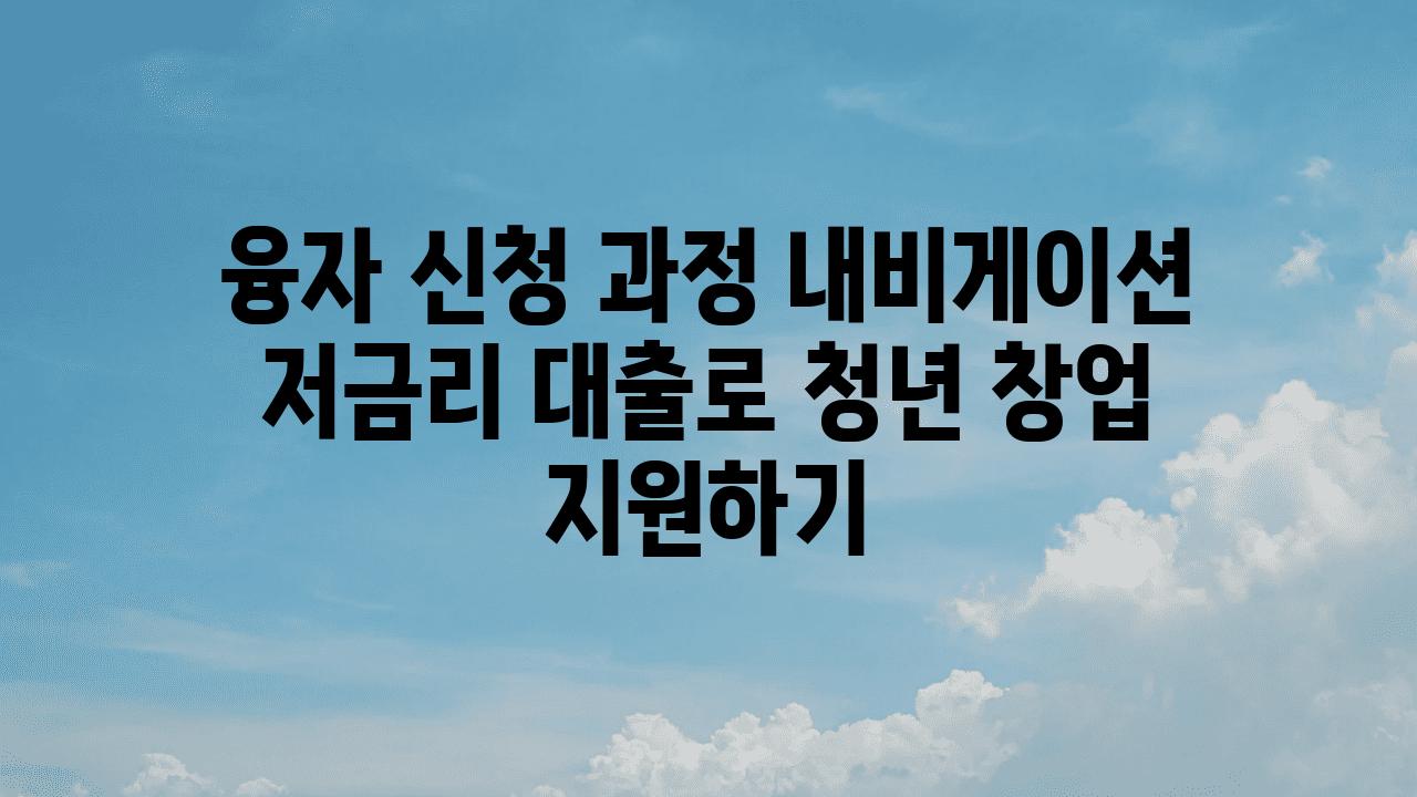 융자 신청 과정 내비게이션 저금리 대출로 청년 창업 지원하기