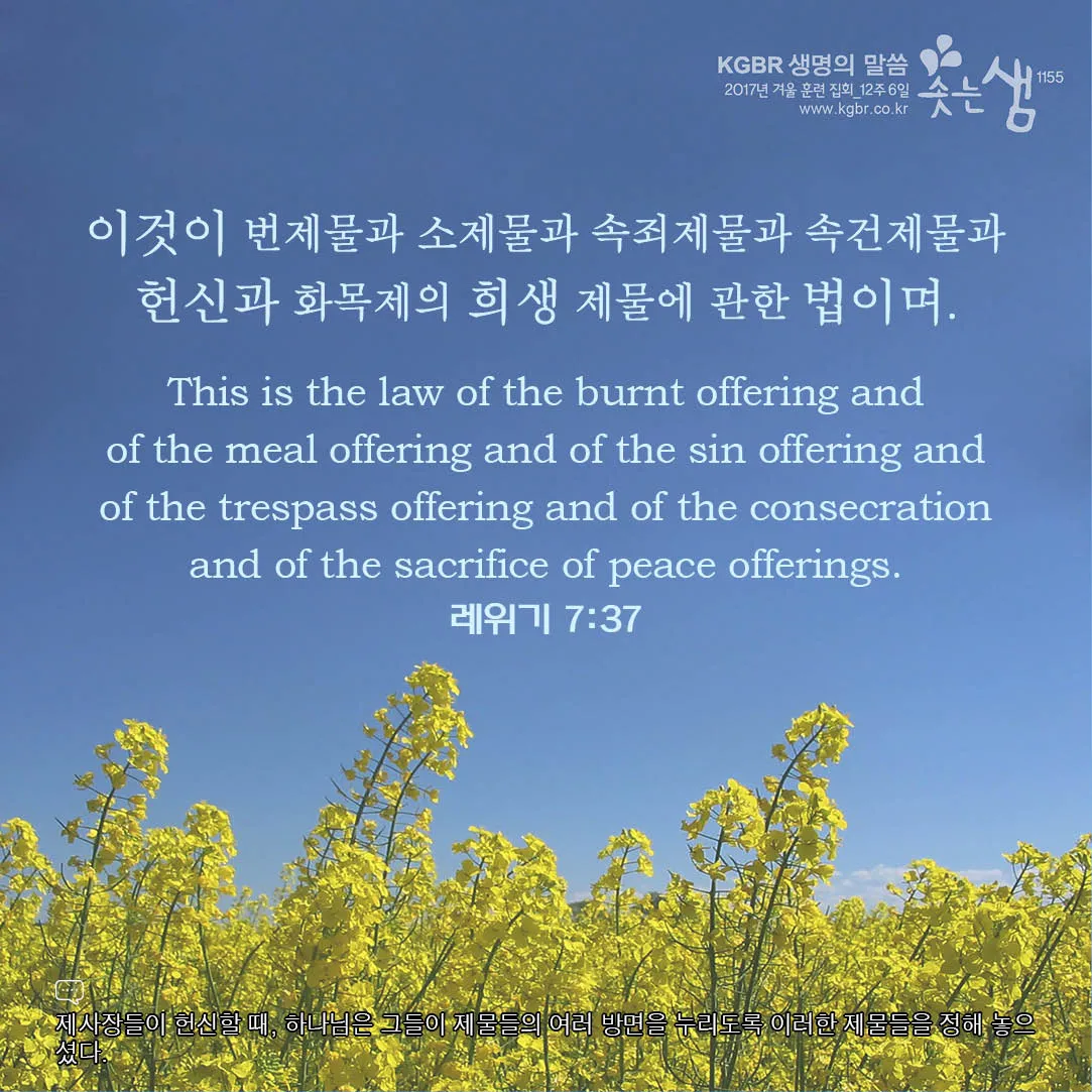 레위기 7장 제사장 묵상_5