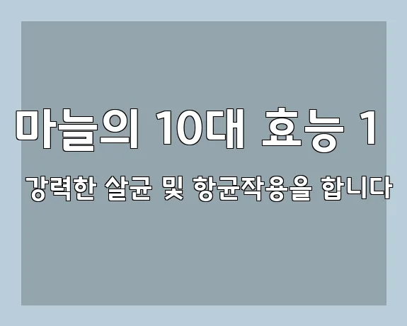 마늘의 10대 효능 1 강력한 살균 및 항균작용을 합니다