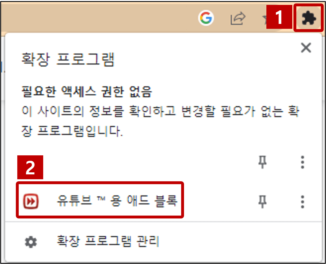 확장 프로그램 실행